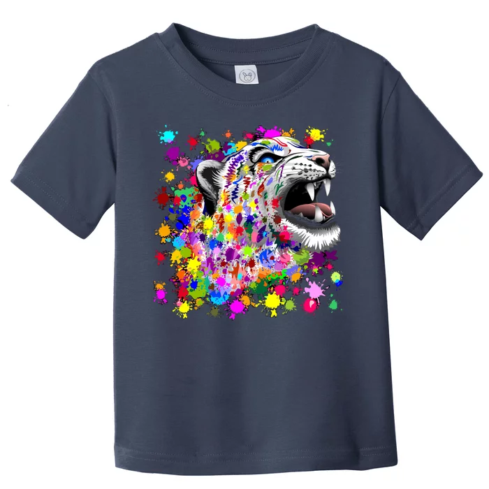 Leopard Cat Psychedelic Paint Splats Toddler T-Shirt