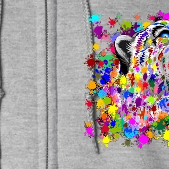 Leopard Cat Psychedelic Paint Splats Full Zip Hoodie