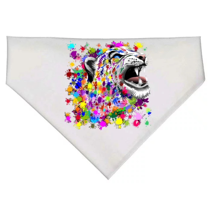 Leopard Cat Psychedelic Paint Splats USA-Made Doggie Bandana