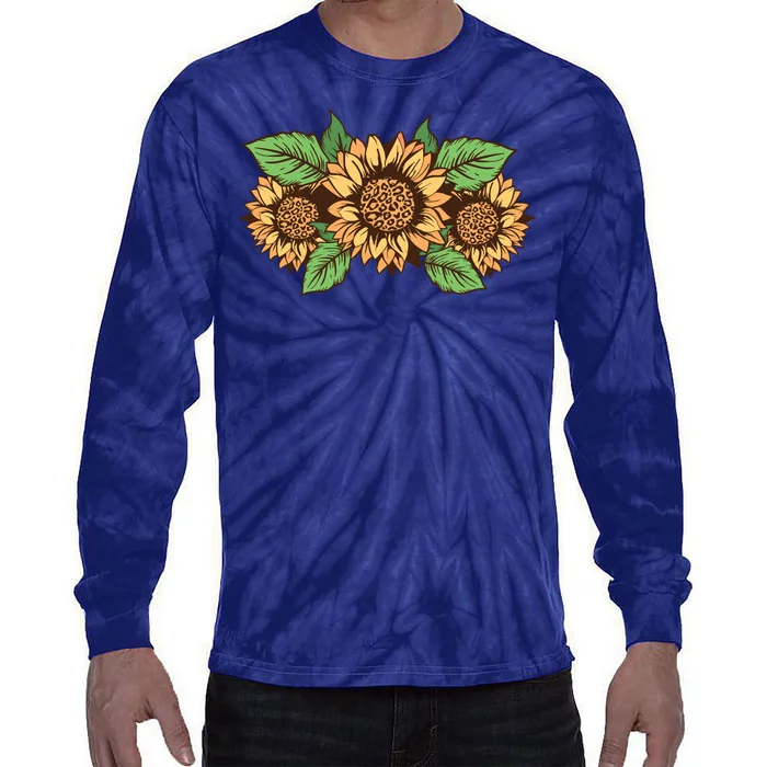 Leopard Flowers Tie-Dye Long Sleeve Shirt