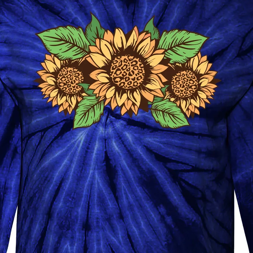 Leopard Flowers Tie-Dye Long Sleeve Shirt