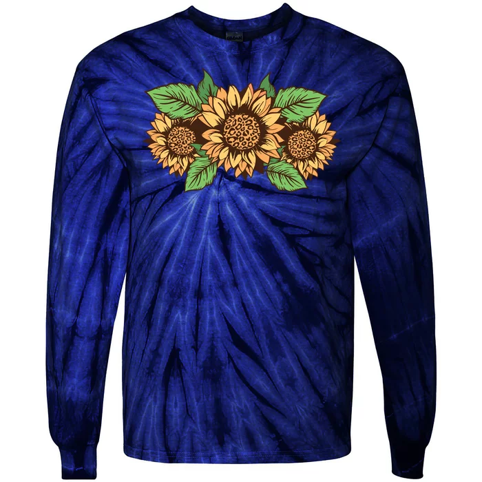 Leopard Flowers Tie-Dye Long Sleeve Shirt