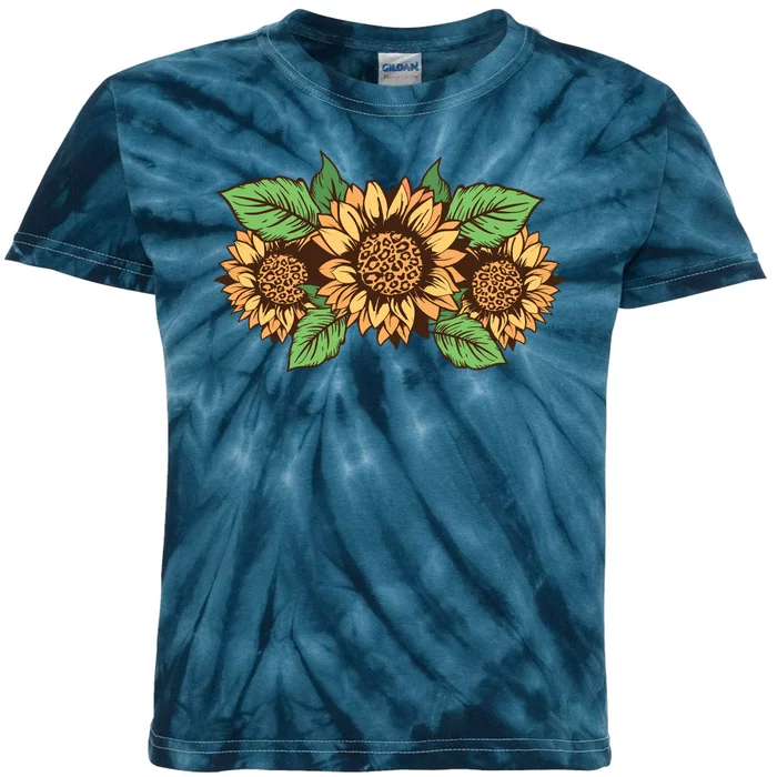 Leopard Flowers Kids Tie-Dye T-Shirt