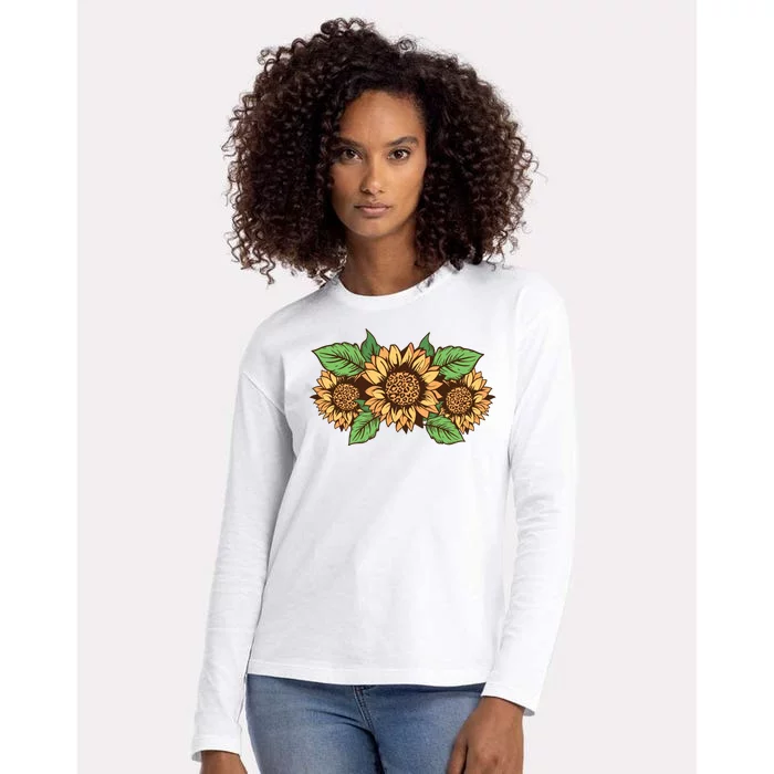 Leopard Flowers Womens Cotton Relaxed Long Sleeve T-Shirt