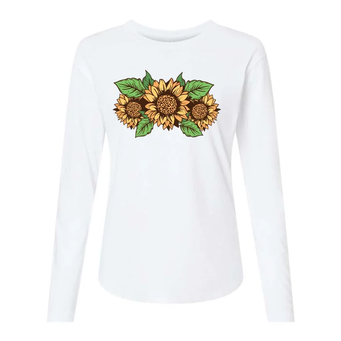 Leopard Flowers Womens Cotton Relaxed Long Sleeve T-Shirt