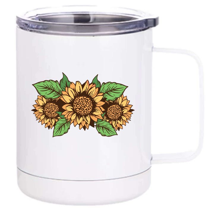 Leopard Flowers Front & Back 12oz Stainless Steel Tumbler Cup