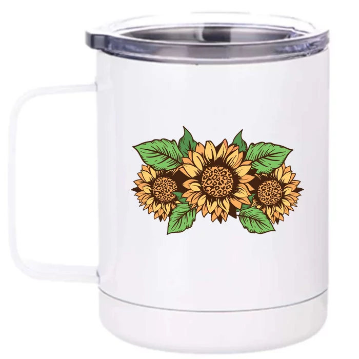 Leopard Flowers Front & Back 12oz Stainless Steel Tumbler Cup