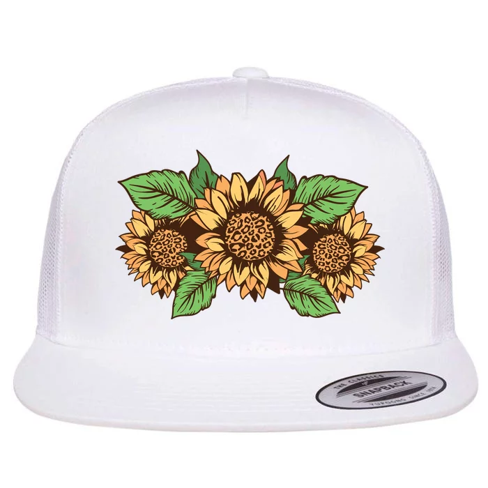 Leopard Flowers Flat Bill Trucker Hat