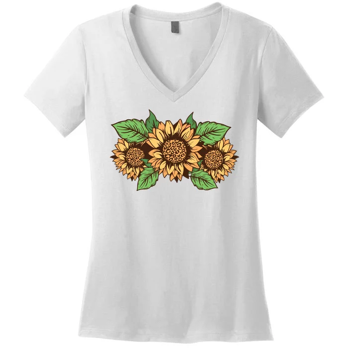 Leopard Flowers Women's V-Neck T-Shirt