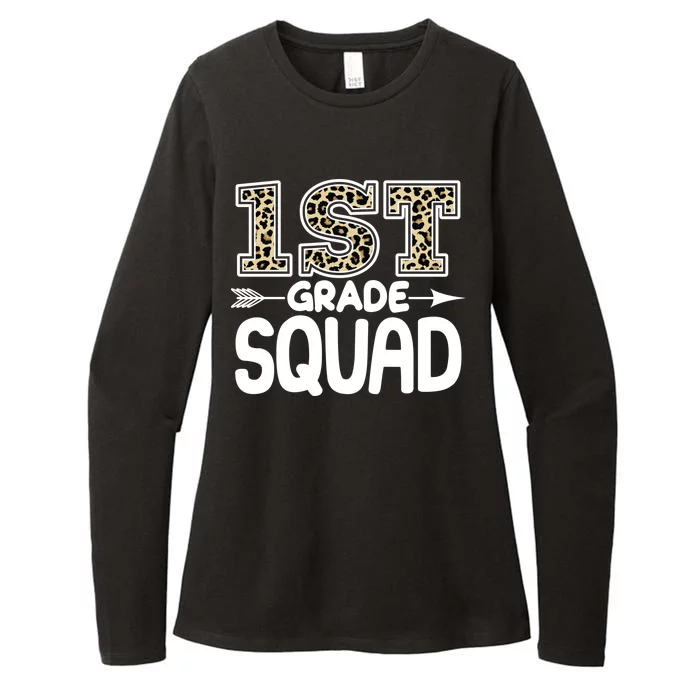 Leopard Print 1st Grade Squad Womens CVC Long Sleeve Shirt