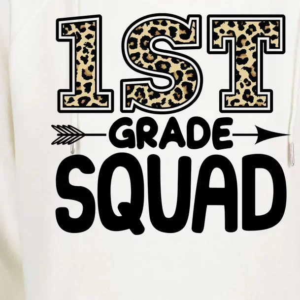 Leopard Print 1st Grade Squad Womens Funnel Neck Pullover Hood