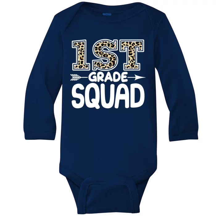 Leopard Print 1st Grade Squad Baby Long Sleeve Bodysuit