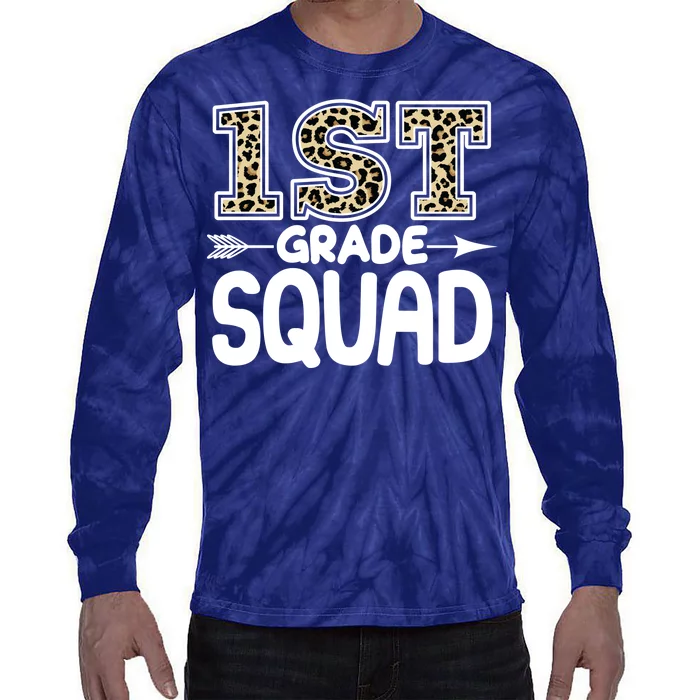 Leopard Print 1st Grade Squad Tie-Dye Long Sleeve Shirt