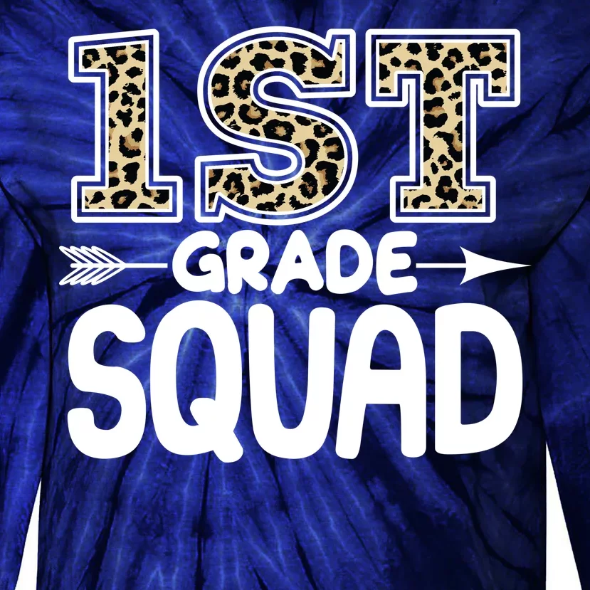 Leopard Print 1st Grade Squad Tie-Dye Long Sleeve Shirt