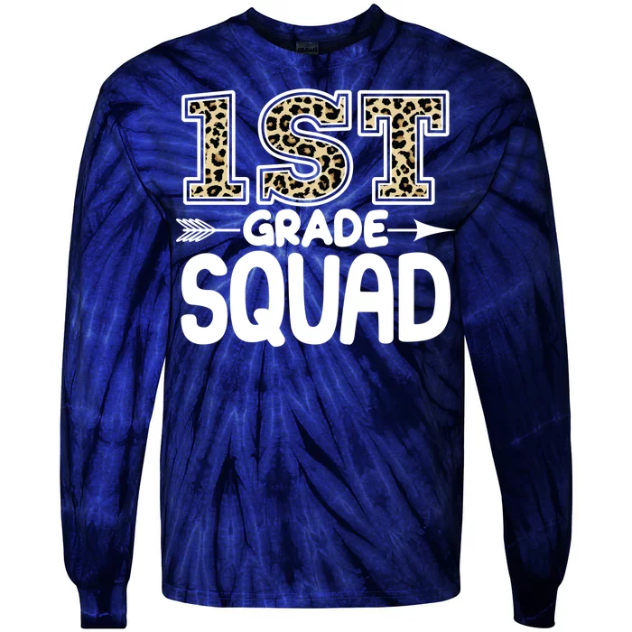 Leopard Print 1st Grade Squad Tie-Dye Long Sleeve Shirt