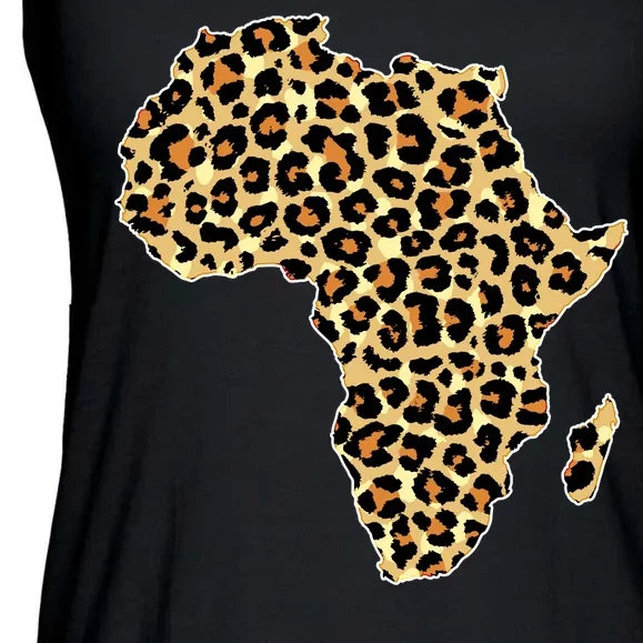 Leopard Print African Map Of Africa Ladies Essential Flowy Tank