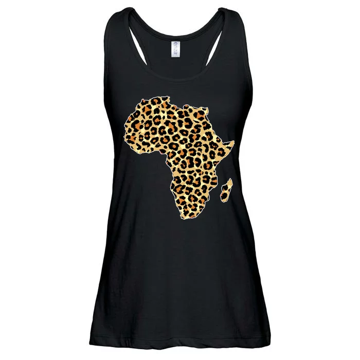 Leopard Print African Map Of Africa Ladies Essential Flowy Tank