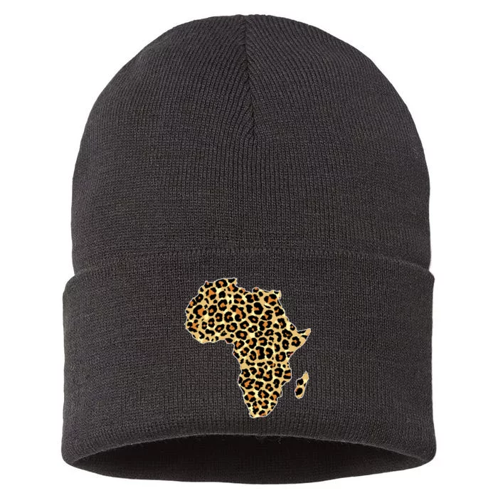 Leopard Print African Map Of Africa Sustainable Knit Beanie