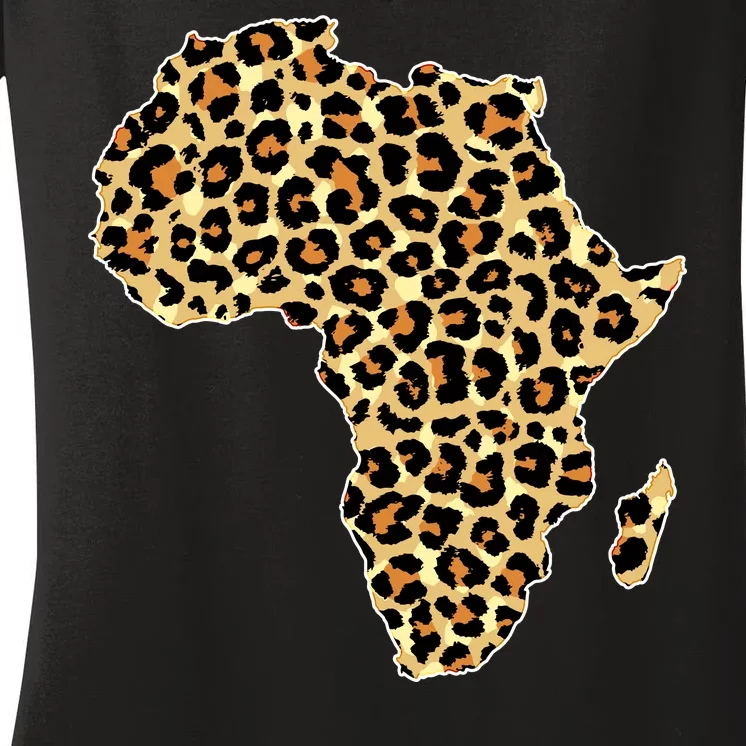 Leopard Print African Map Of Africa Women's V-Neck T-Shirt