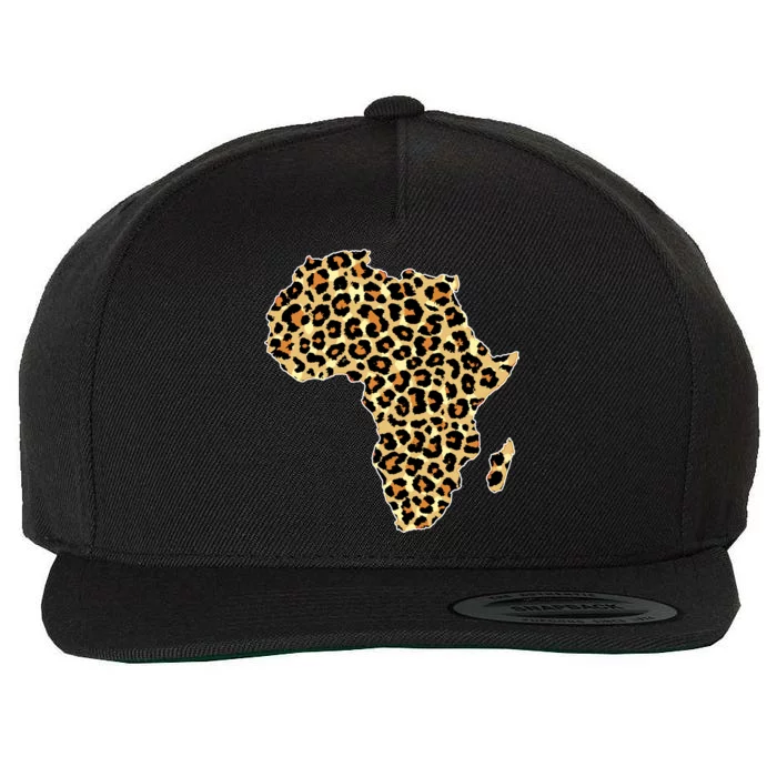 Leopard Print African Map Of Africa Wool Snapback Cap