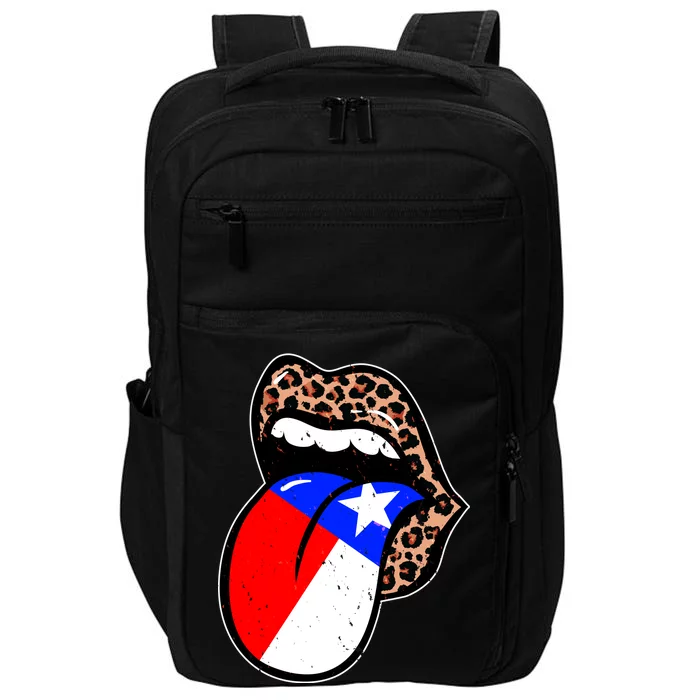 Leopard Print Lips with American Flag Impact Tech Backpack