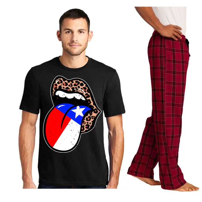 Leopard Print Lips with American Flag Pajama Set