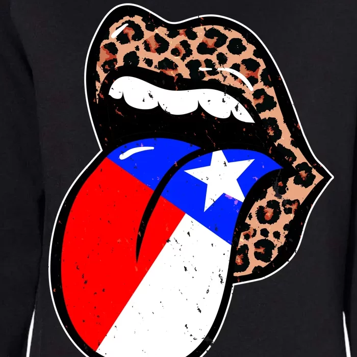 Leopard Print Lips with American Flag Womens California Wash Sweatshirt