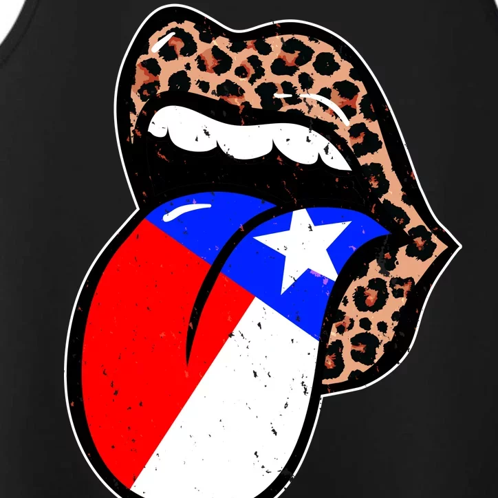 Leopard Print Lips with American Flag Performance Tank