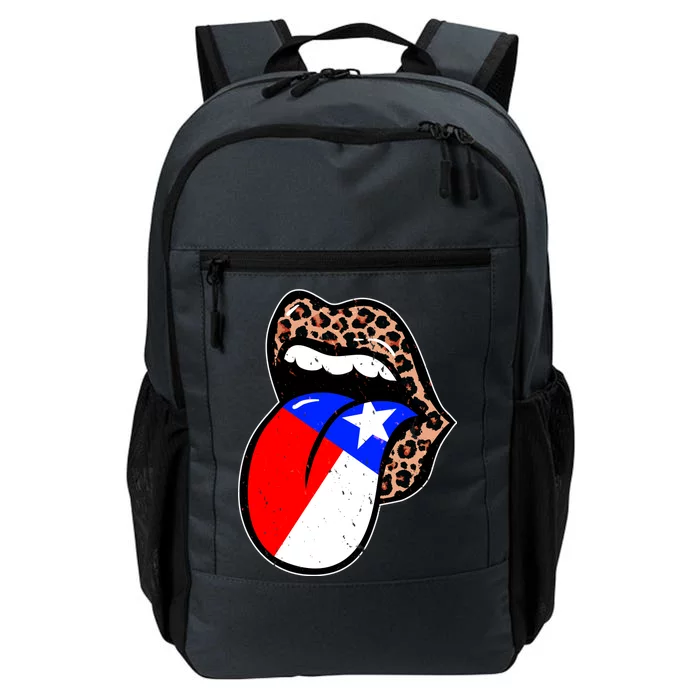 Leopard Print Lips with American Flag Daily Commute Backpack