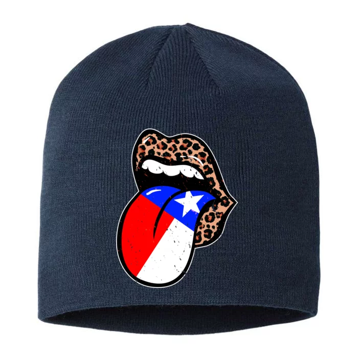 Leopard Print Lips with American Flag 8 1/2in Sustainable Knit Beanie