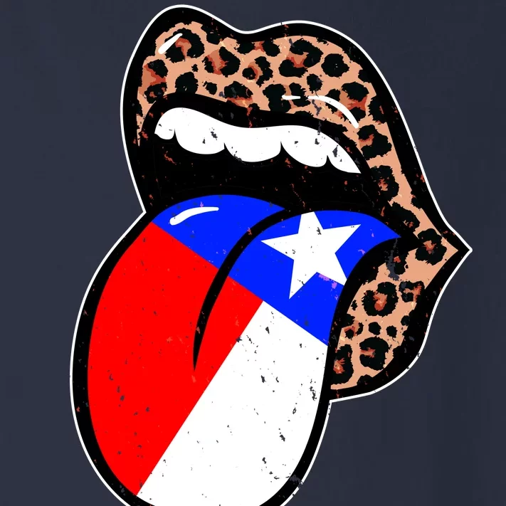 Leopard Print Lips with American Flag Toddler Long Sleeve Shirt