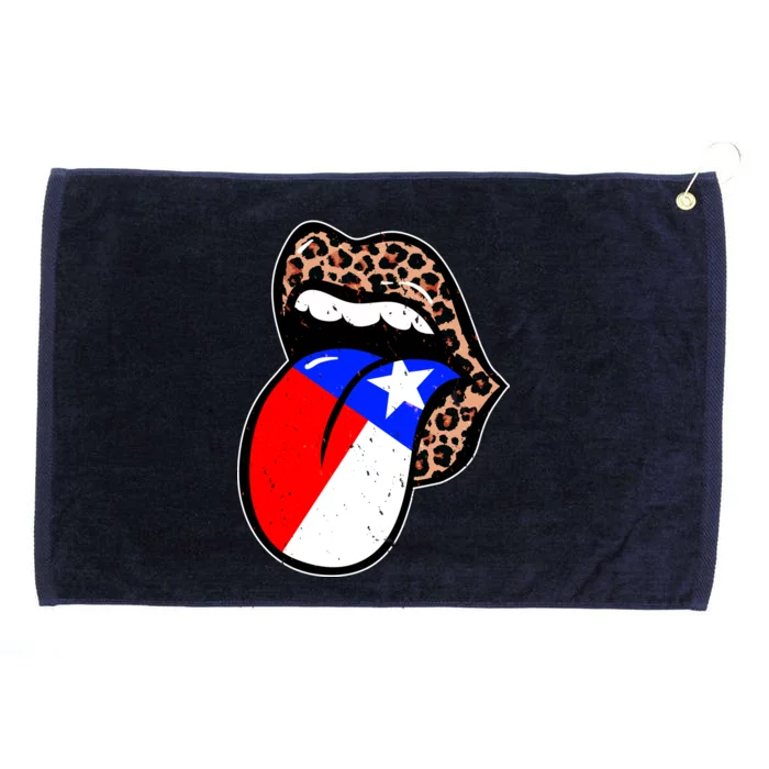 Leopard Print Lips with American Flag Grommeted Golf Towel