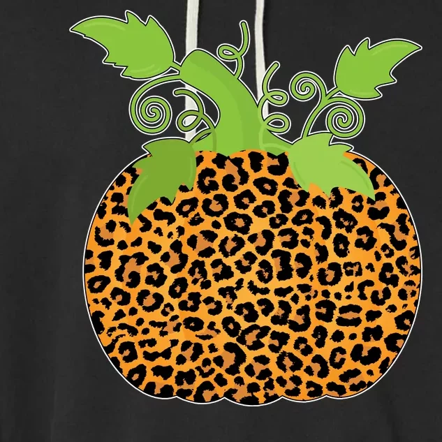 Leopard Print Pumpkin Garment-Dyed Fleece Hoodie