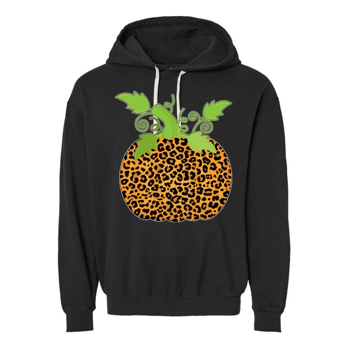 Leopard Print Pumpkin Garment-Dyed Fleece Hoodie