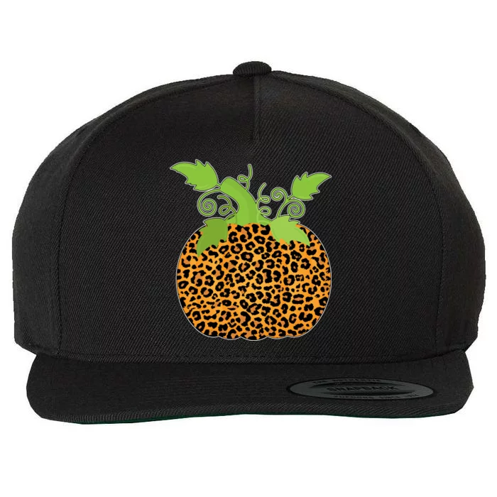 Leopard Print Pumpkin Wool Snapback Cap