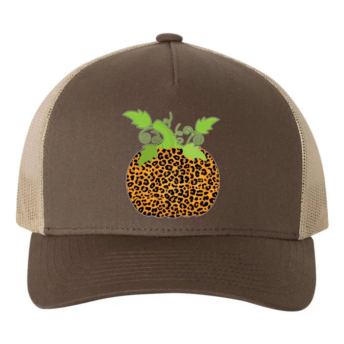 Leopard Print Pumpkin Yupoong Adult 5-Panel Trucker Hat