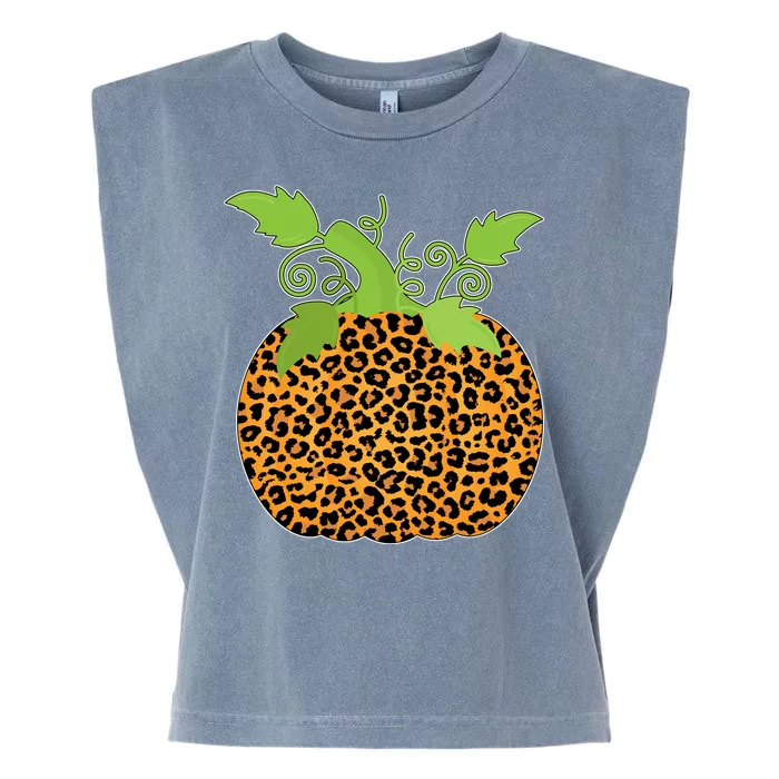 Leopard Print Pumpkin Garment-Dyed Women's Muscle Tee