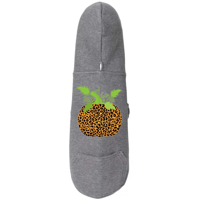 Leopard Print Pumpkin Doggie 3-End Fleece Hoodie