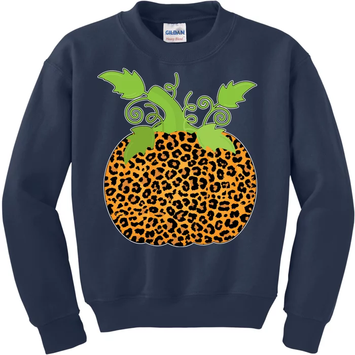 Leopard Print Pumpkin Kids Sweatshirt