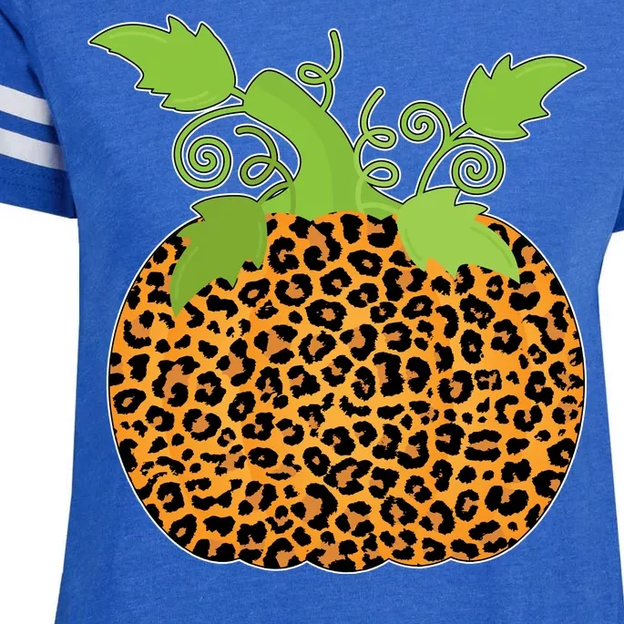 Leopard Print Pumpkin Enza Ladies Jersey Football T-Shirt