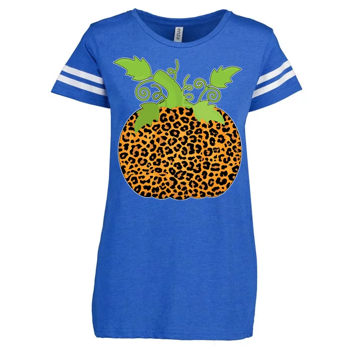 Leopard Print Pumpkin Enza Ladies Jersey Football T-Shirt