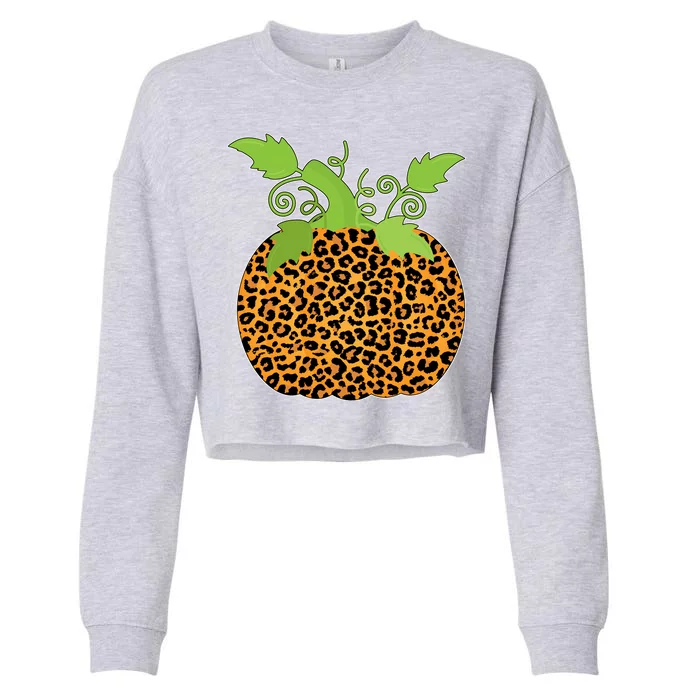 Leopard Print Pumpkin Cropped Pullover Crew