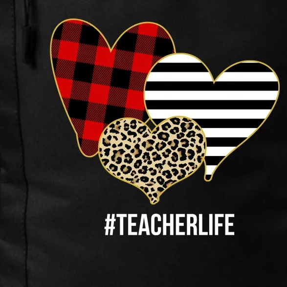 Leopard Red Plaid Striped Hearts Teacher Life Valentines Day Daily Commute Backpack