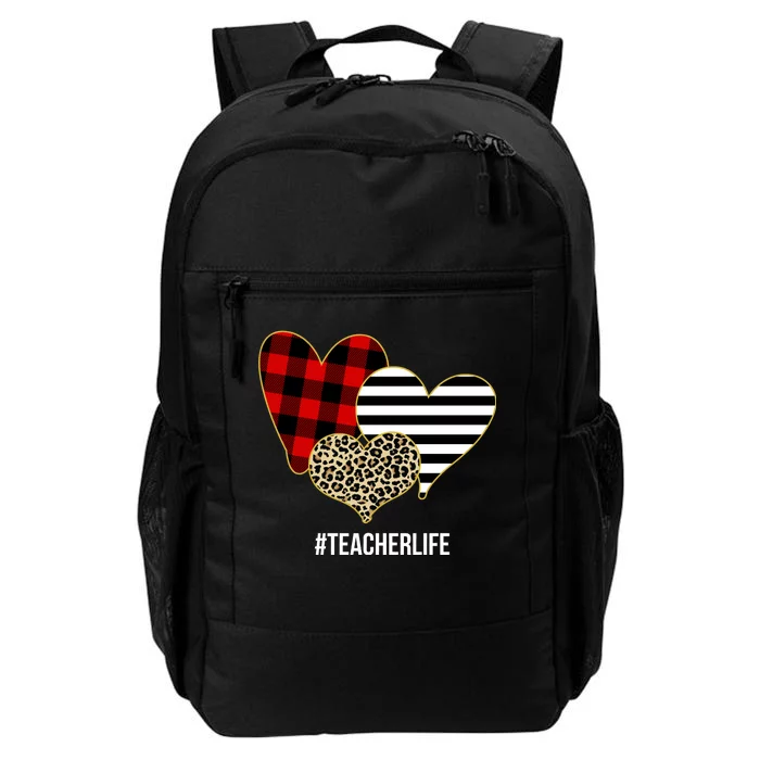 Leopard Red Plaid Striped Hearts Teacher Life Valentines Day Daily Commute Backpack