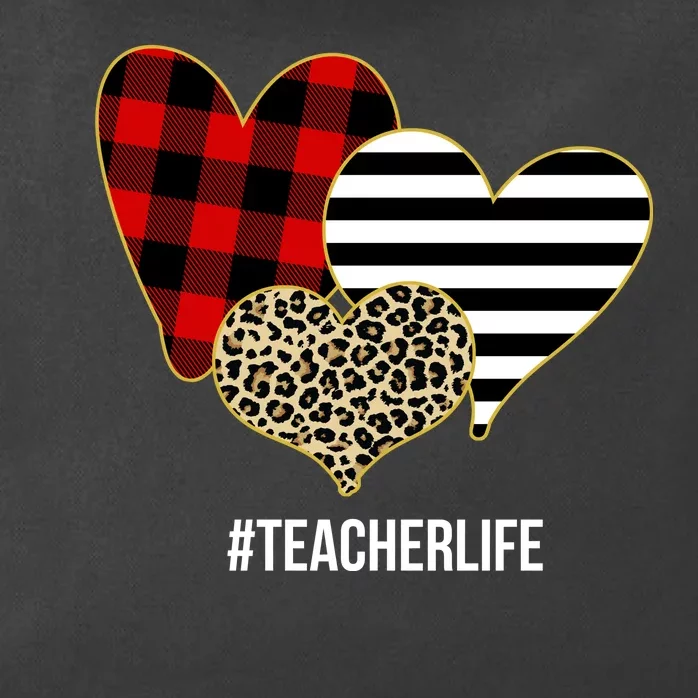 Leopard Red Plaid Striped Hearts Teacher Life Valentines Day Zip Tote Bag