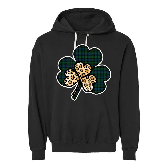 Leopard Shamrocks Clover Garment-Dyed Fleece Hoodie