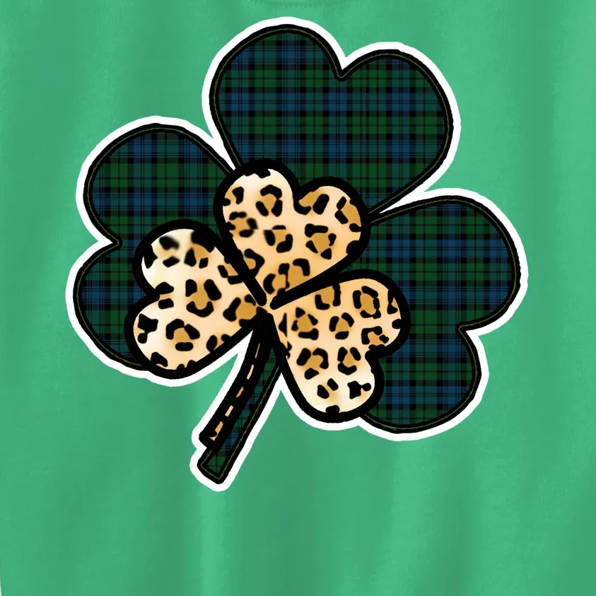 Leopard Shamrocks Clover Kids Sweatshirt