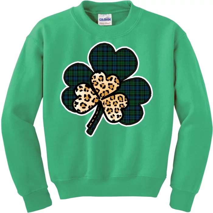 Leopard Shamrocks Clover Kids Sweatshirt