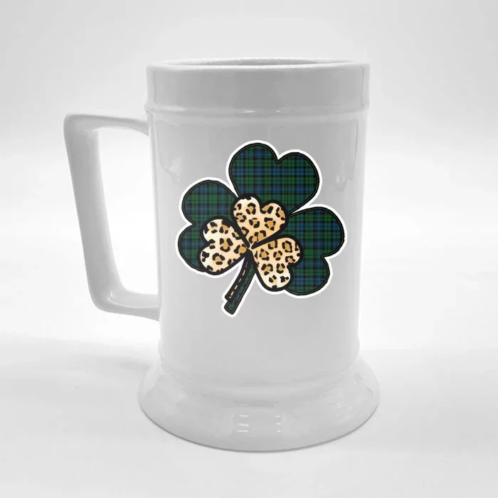 Leopard Shamrocks Clover Front & Back Beer Stein