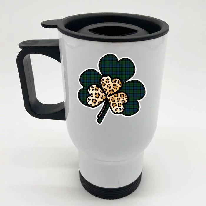 Leopard Shamrocks Clover Front & Back Stainless Steel Travel Mug